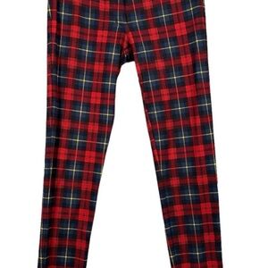J. McLaughlin NWOT Becca red plaid knit tapered fitted, semi-stretch pant;